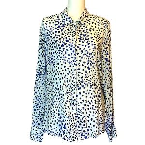 Cloth & Stone Black/blue/white Leopard spot Rayon top